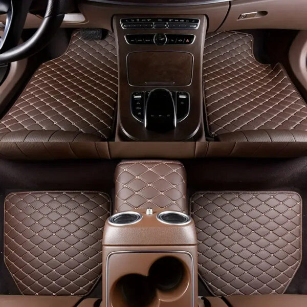 Luxury Premium Universal PU Leather Waterproof Floor Mat Set Auto Foot Pad Protector Carpet Front and Rear Mats - Image 3