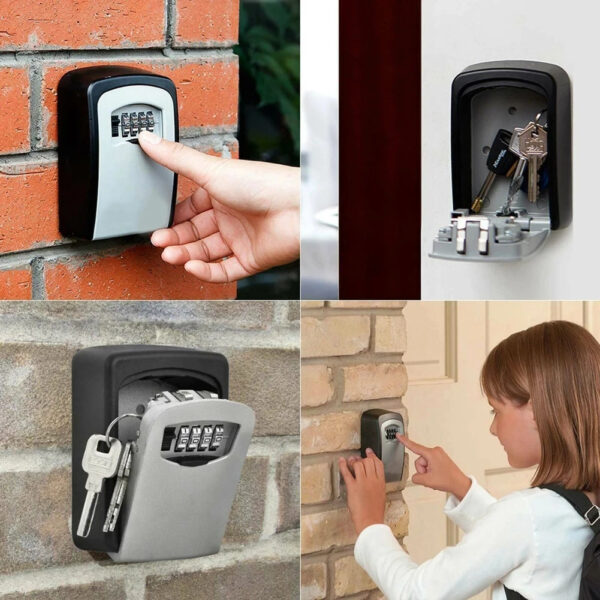 Key Safe Box 4 Digit Code Lock-Storage Key Box Outdoor Wall Mounted Security Password Key Box - Image 18