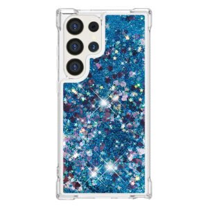 Luxury Premium Cute Flowing Glitter Sparkle Dynamic Quicksand Case Cover For Samsung Galaxy S24 Ultra - Blue