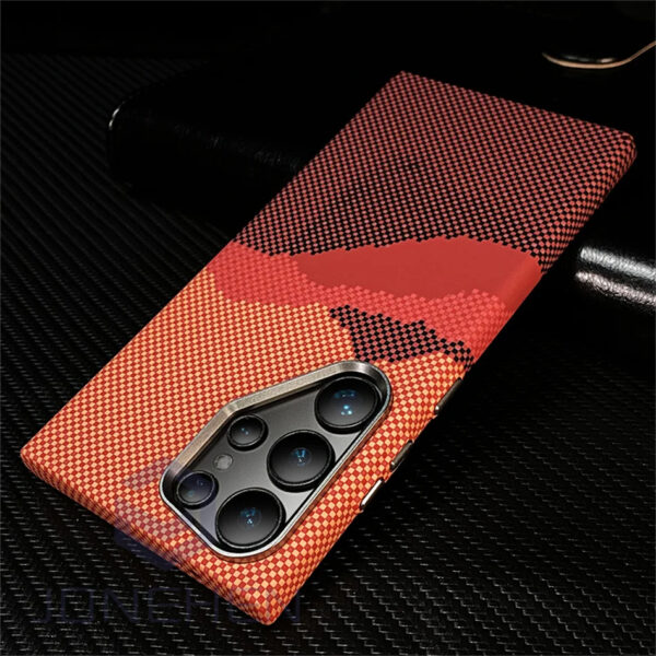 Luxury Premium Luminous Carbon Pixels Stand Holder Wireless Charging Hard PC Shockproof Case Cover For Samsung S23 Ultra/S24 Ultra - Image 13