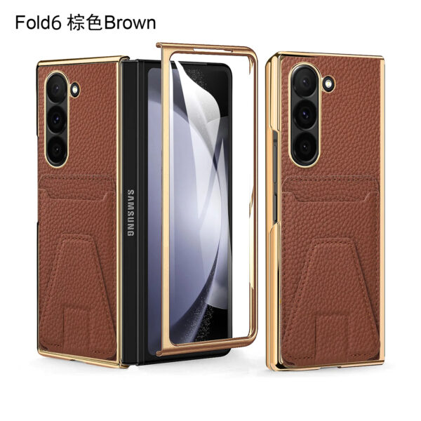 Luxury Premium Lychee Pattern Card Slot Leather Case Cover For Samsung Galaxy Z Fold 5/Z Fold 6 - Image 17