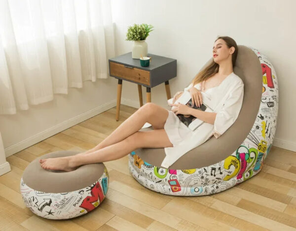 Luxury Premium Inflatable Lounge Chair With Soft Comfortable Ottoman Portable Couch Deck Chair - Image 10