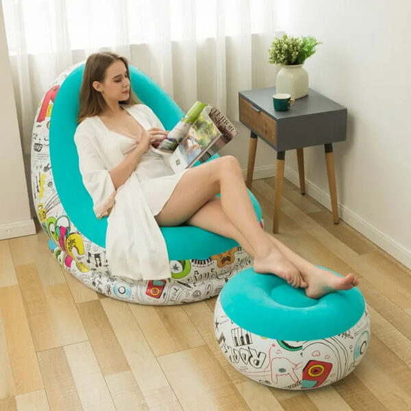 Luxury Premium Inflatable Lounge Chair With Soft Comfortable Ottoman Portable Couch Deck Chair - Image 11