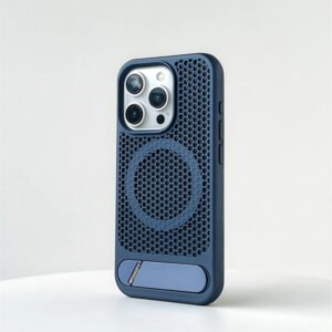 Luxury Premium Mesh Heat Cooling Wireless Charging MagSafe Invisible Stand Hard Case Cover For iPhone Series