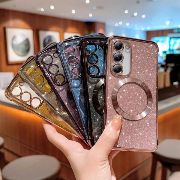 Luxury Premium Eletroplated Glitter Case Cover and 3D Glass Protector for Samsung Galaxy A Series - Image 4