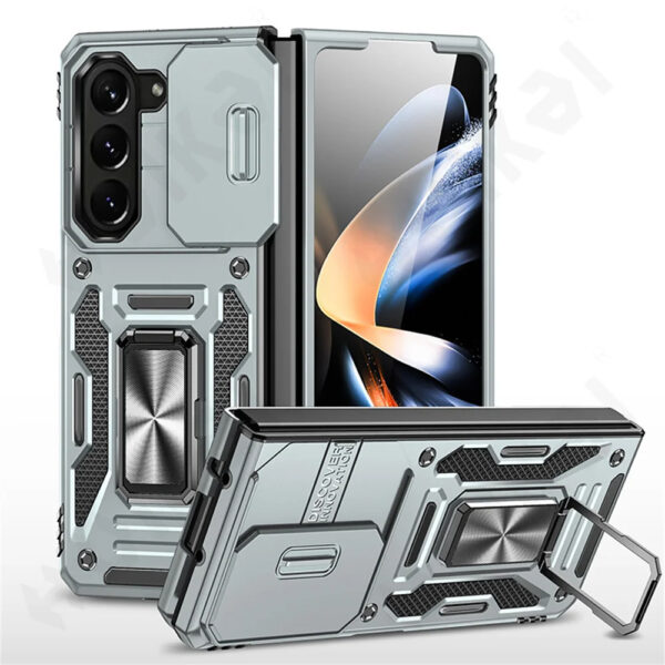 Luxury Premium Armor Hybrid with Ring Holder Kickstand  Rugged  Shockproof Case Cover For Samsung Z Fold 5/Z Fold 6 - Image 10