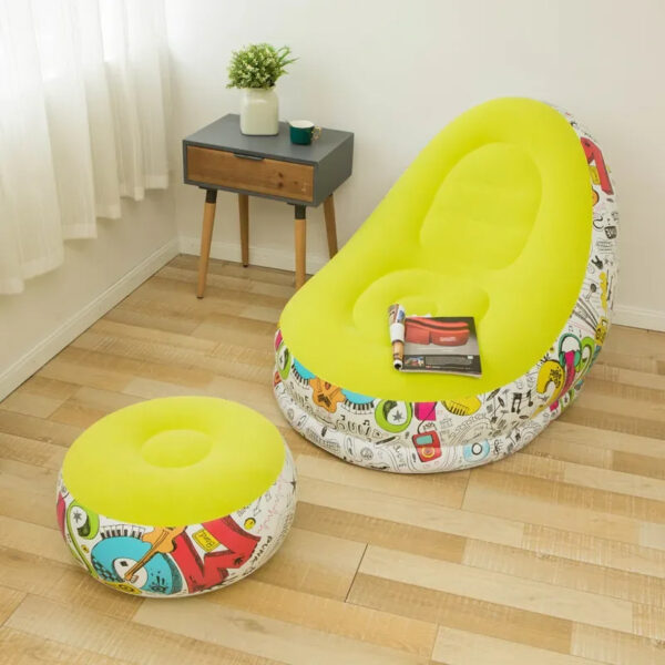 Luxury Premium Inflatable Lounge Chair With Soft Comfortable Ottoman Portable Couch Deck Chair - Image 3