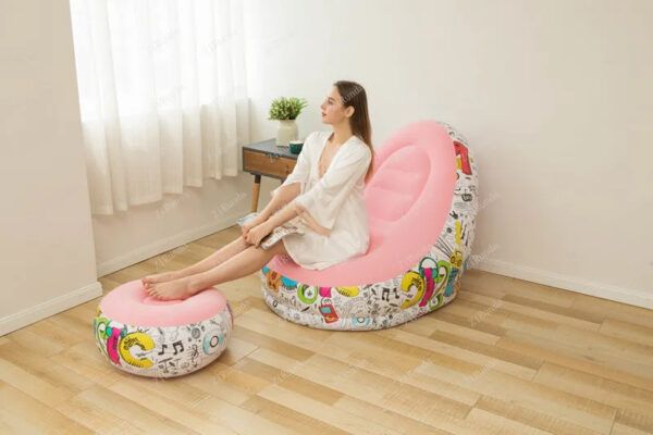 Luxury Premium Inflatable Lounge Chair With Soft Comfortable Ottoman Portable Couch Deck Chair - Image 26