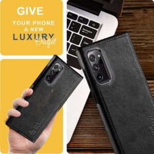 Luxury Premium PU Line Leather Stitching Case Cover For Samsung Galaxy Note 20 Ultra - Black