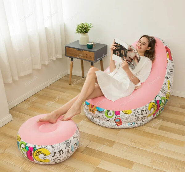 Luxury Premium Inflatable Lounge Chair With Soft Comfortable Ottoman Portable Couch Deck Chair - Image 27