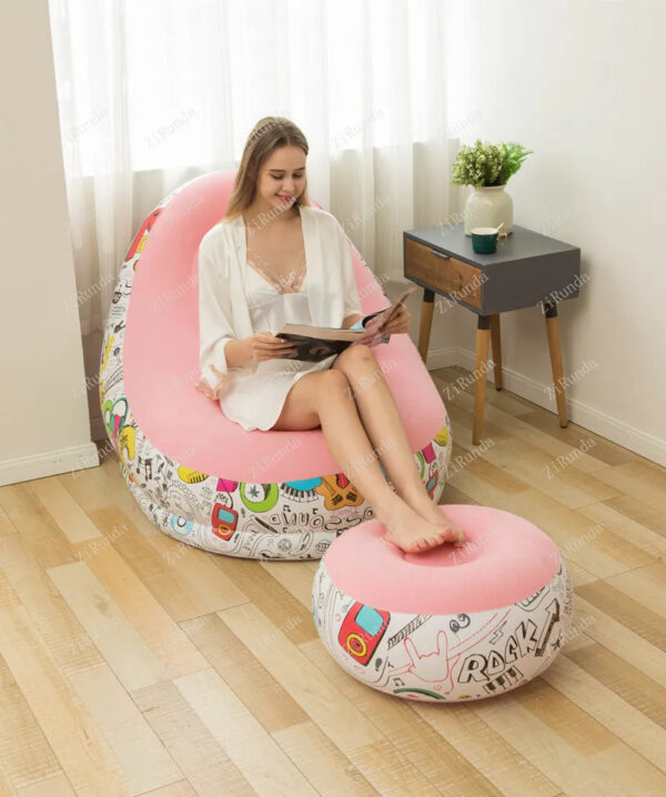 Luxury Premium Inflatable Lounge Chair With Soft Comfortable Ottoman Portable Couch Deck Chair - Image 28