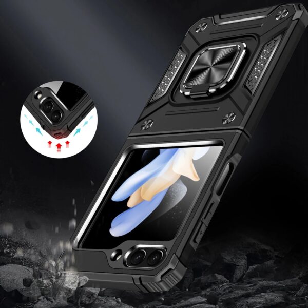 Luxury Premium Armor Hybrid with Ring Holder Kickstand  Rugged  Shockproof Case Cover For Samsung Z Flip5/Z Flip 6 - Image 19