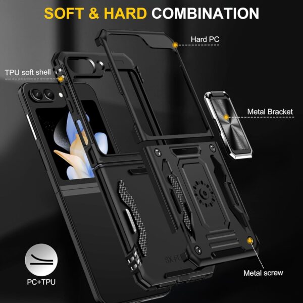 Luxury Premium Armor Hybrid with Ring Holder Kickstand  Rugged  Shockproof Case Cover For Samsung Z Flip5/Z Flip 6 - Image 16