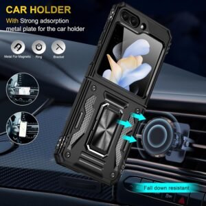 Luxury Premium Armor Hybrid with Ring Holder Kickstand  Rugged  Shockproof Case Cover For Samsung Z Flip5/Z Flip 6