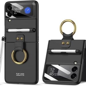 Luxury Premium Ring Case Cover With Capacitance Pen For Samsung Galaxy Z Flip 3 5G / Z Flip 4 5G