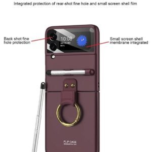 Luxury Premium Ring Case Cover With Capacitance Pen For Samsung Galaxy Z Flip 3 5G / Z Flip 4 5G