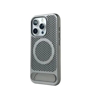Luxury Premium Mesh Heat Cooling Wireless Charging MagSafe Invisible Stand Hard Case Cover For iPhone Series