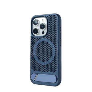 Luxury Premium Mesh Heat Cooling Wireless Charging MagSafe Invisible Stand Hard Case Cover For iPhone Series