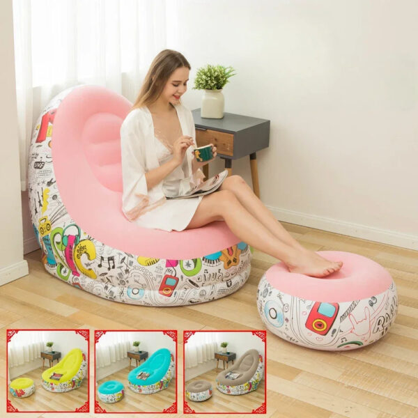 Luxury Premium Inflatable Lounge Chair With Soft Comfortable Ottoman Portable Couch Deck Chair - Image 19