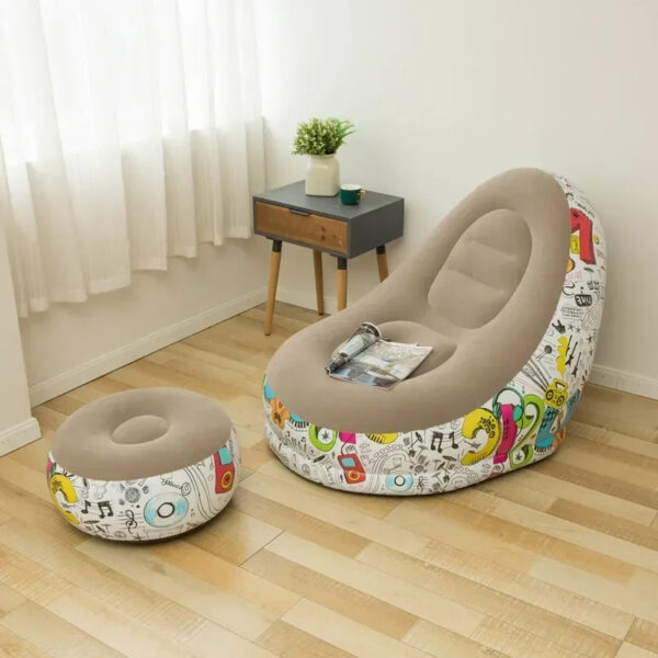 Luxury Premium Inflatable Lounge Chair With Soft Comfortable Ottoman Portable Couch Deck Chair - Image 23