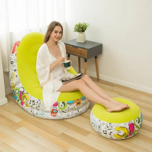 Luxury Premium Inflatable Lounge Chair With Soft Comfortable Ottoman Portable Couch Deck Chair - Image 13