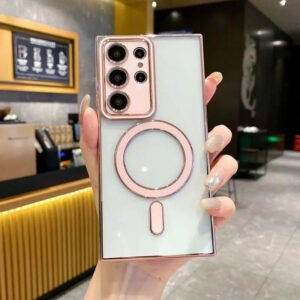 Luxury Premium Eletropated Magsafe Transparent Case Cover For Samsung S22 Ultra/S23 Ultra