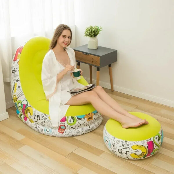 Luxury Premium Inflatable Lounge Chair With Soft Comfortable Ottoman Portable Couch Deck Chair - Image 20