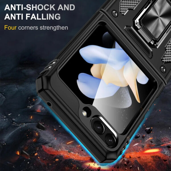 Luxury Premium Armor Hybrid with Ring Holder Kickstand  Rugged  Shockproof Case Cover For Samsung Z Flip5/Z Flip 6 - Image 13