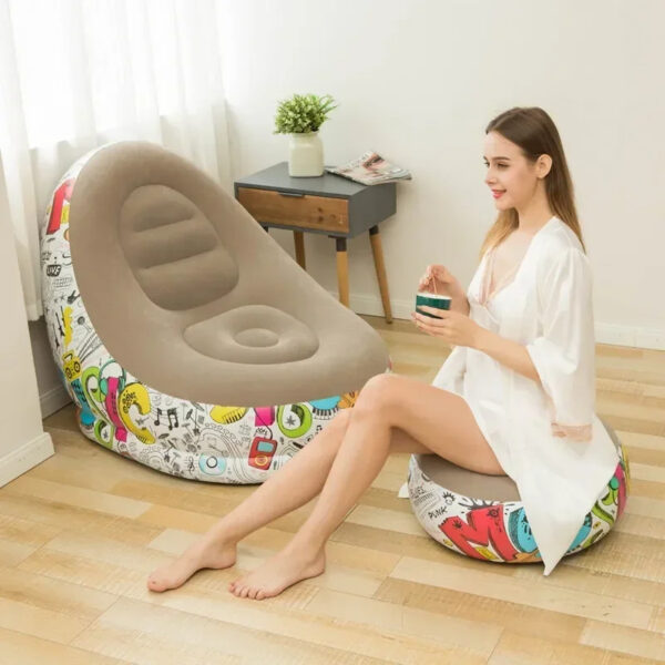 Luxury Premium Inflatable Lounge Chair With Soft Comfortable Ottoman Portable Couch Deck Chair - Image 21