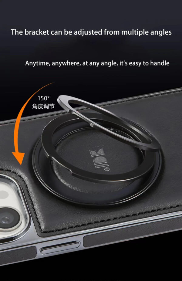 Luxury Premium Leather Magsafe Magnetic Metal Bracket Shockproof Protective case Cover For iPhone Series - Image 7