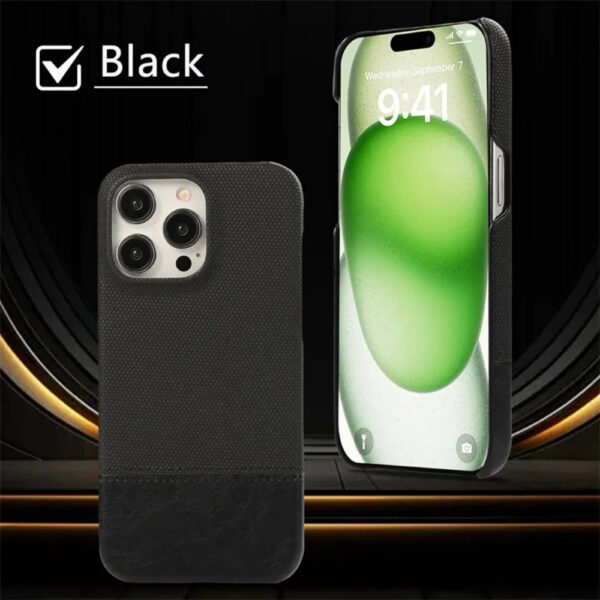 Luxury Premium Splicing Design Shockproof Protection Hard Shell Leather Case Cover For iPhone Series - Image 19