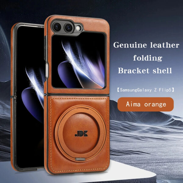 Luxury Premium PU Leather Folding Invisible Holder  Magsafe Phone Case Cover for Samsung Galaxy Z Flip 5/Z Flip 6 - Image 12