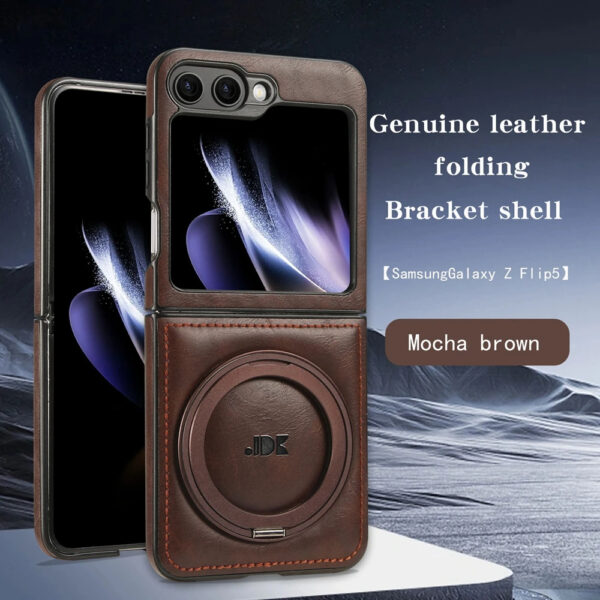 Luxury Premium PU Leather Folding Invisible Holder  Magsafe Phone Case Cover for Samsung Galaxy Z Flip 5/Z Flip 6 - Image 15