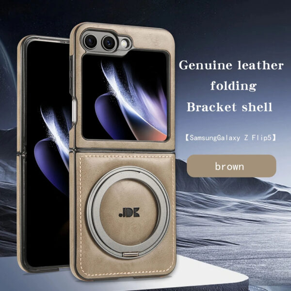 Luxury Premium PU Leather Folding Invisible Holder  Magsafe Phone Case Cover for Samsung Galaxy Z Flip 5/Z Flip 6 - Image 16