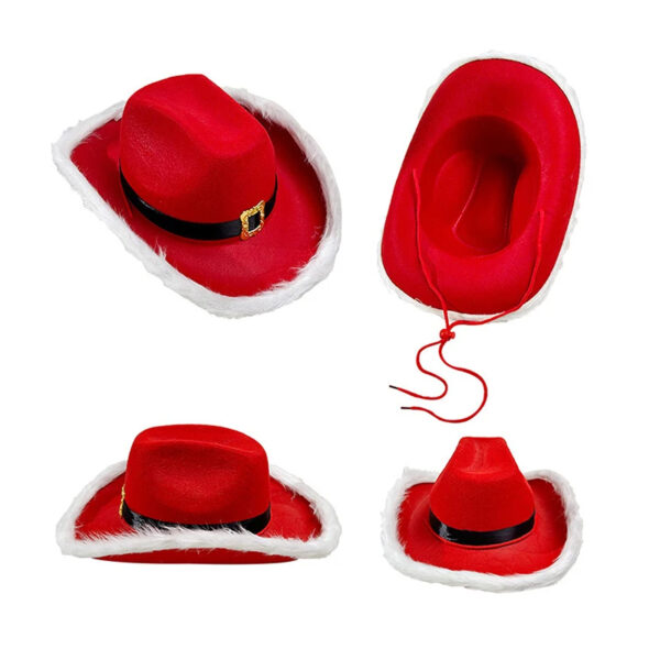 Luxury Premium Fashion Santa Claus Party Christmas Luminous Cowboy Hat - Image 5