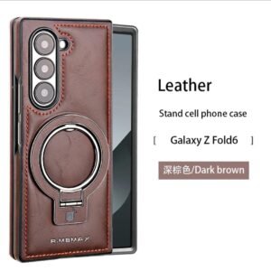 Luxury Premium PU Leather Folding Invisible Holder  Magsafe Phone Case Cover for Samsung Galaxy Z Fold 5