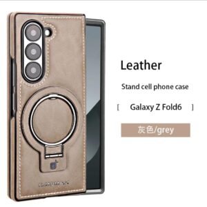 Luxury Premium PU Leather Folding Invisible Holder  Magsafe Phone Case Cover for Samsung Galaxy Z Fold 5
