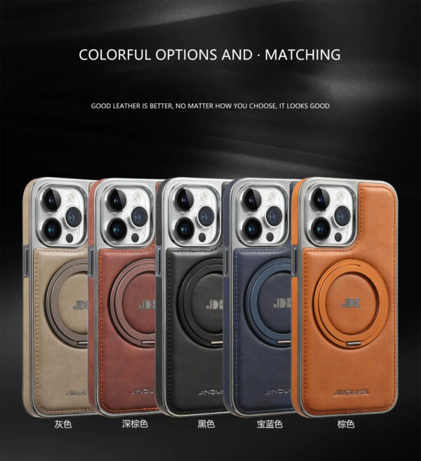 Luxury Premium Leather Magsafe Magnetic Metal Bracket Shockproof Protective case Cover For iPhone Series - Image 10