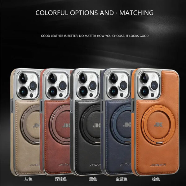 Luxury Premium Leather Magsafe Magnetic Metal Bracket Shockproof Protective case Cover For iPhone Series - Image 16