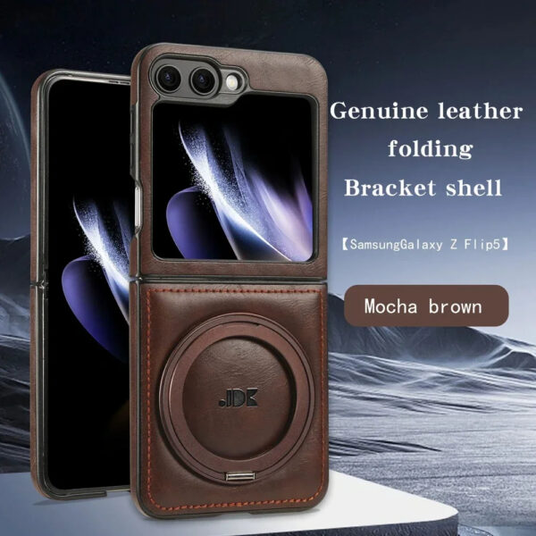 Luxury Premium PU Leather Folding Invisible Holder  Magsafe Phone Case Cover for Samsung Galaxy Z Flip 5/Z Flip 6 - Image 31