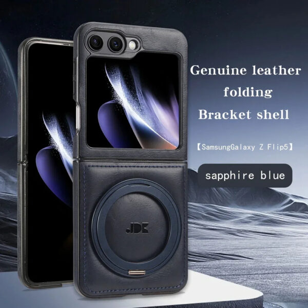 Luxury Premium PU Leather Folding Invisible Holder  Magsafe Phone Case Cover for Samsung Galaxy Z Flip 5/Z Flip 6 - Image 32