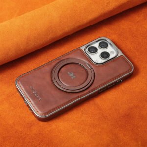 Luxury Premium Leather Magsafe Magnetic Metal Bracket Shockproof Protective case Cover For iPhone Series