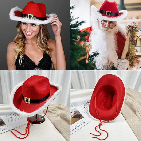 Luxury Premium Fashion Santa Claus Party Christmas Luminous Cowboy Hat - Image 10