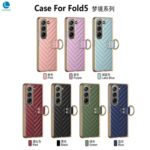 Luxury Premium Diamond air cushion Leather Ring Holder Lens Protection Shockproof Case  Cover For Samsung Galaxy Z Fold 4 - Image 4