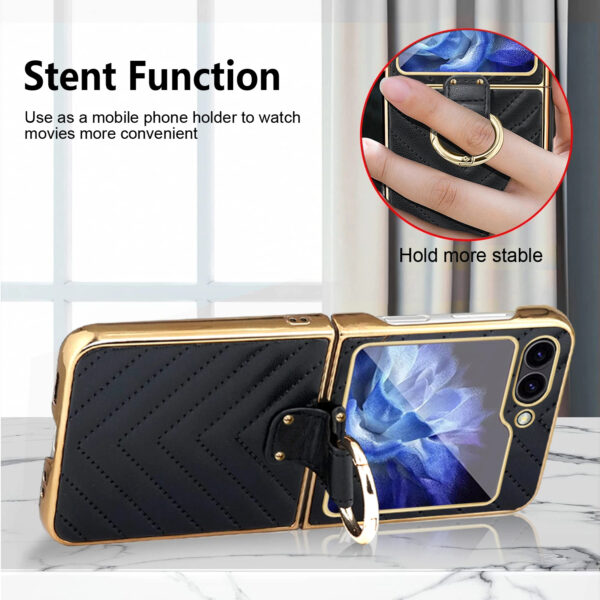 Luxury Premium Diamond air cushion Leather Ring Holder Lens Protection Shockproof Case  Cover For Samsung Galaxy Z Flip 5/Z Flip 6 - Image 7