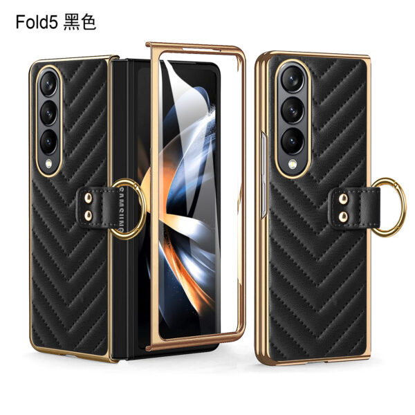 Luxury Premium Diamond air cushion Leather Ring Holder Lens Protection Shockproof Case  Cover For Samsung Galaxy Z Fold 4 - Image 5