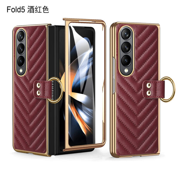 Luxury Premium Diamond air cushion Leather Ring Holder Lens Protection Shockproof Case  Cover For Samsung Galaxy Z Fold 4 - Image 9