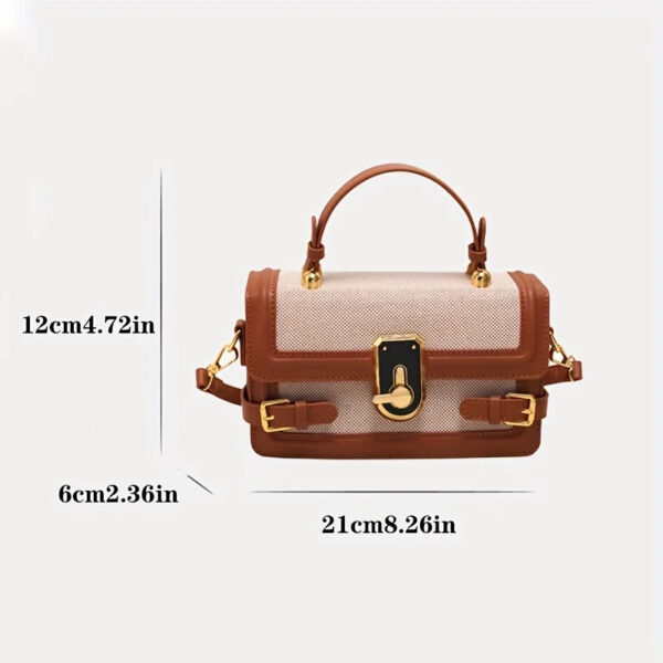 Luxury Premium PU Leather Small Square Bag Shoulder Bag Retro Leisure Crossbody - Image 2