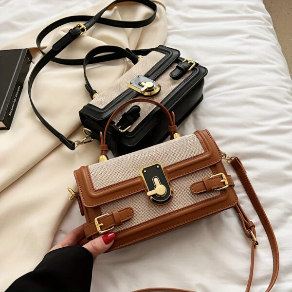 Luxury Premium PU Leather Small Square Bag Shoulder Bag Retro Leisure Crossbody - Image 11