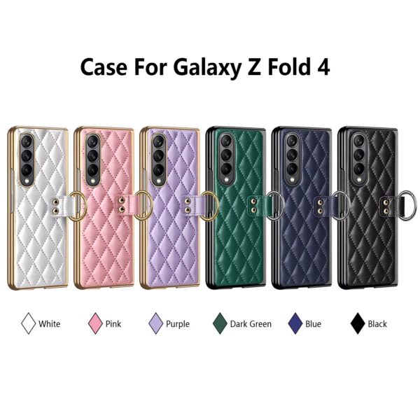 Luxury Premium Diamond air cushion Leather Ring Holder Lens Protection Shockproof Case  Cover For Samsung Galaxy Z Fold 4